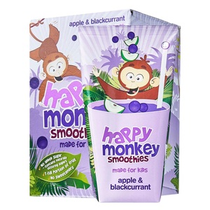 Happy Monkey快乐小猴苹果 黑加仑味复合果汁 （180ml*4袋）*6/箱