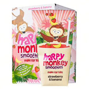 Happy Monkey快乐小猴草莓香蕉味复合果汁 （180ml*4袋）*6/箱